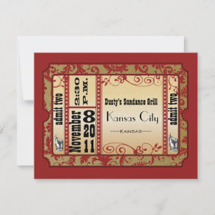 Red & Gold Showbill Wedding Response Cards