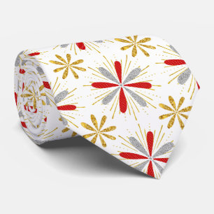 Red Gold Silver Christmas Tie