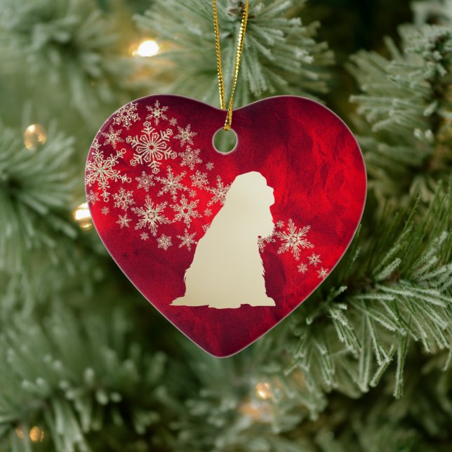 Red Gold Snowflake American Cocker Spaniel Ceramic Tree Decoration (Tree)