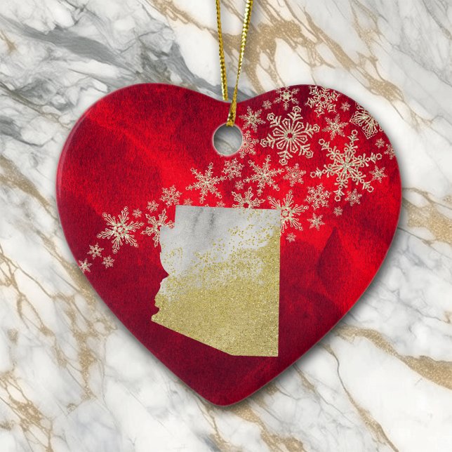 Red Gold Snowflake Arizona Heart Ceramic Tree Decoration (Creator Uploaded)
