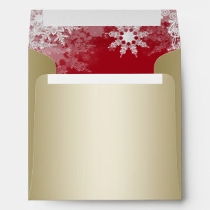 Red Gold Snowflake Christmas Envelope