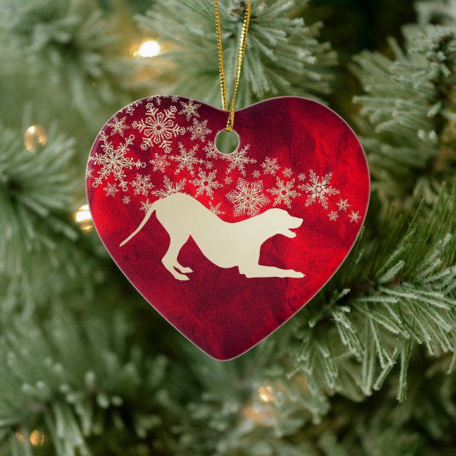 Red Gold Snowflake Dalmatian Ceramic Tree Decoration (Tree)