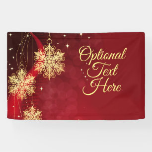 Red & Gold Snowflake Filigree Custom Christmas Banner