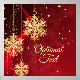 Red & Gold Snowflake Filigree Custom Christmas Poster