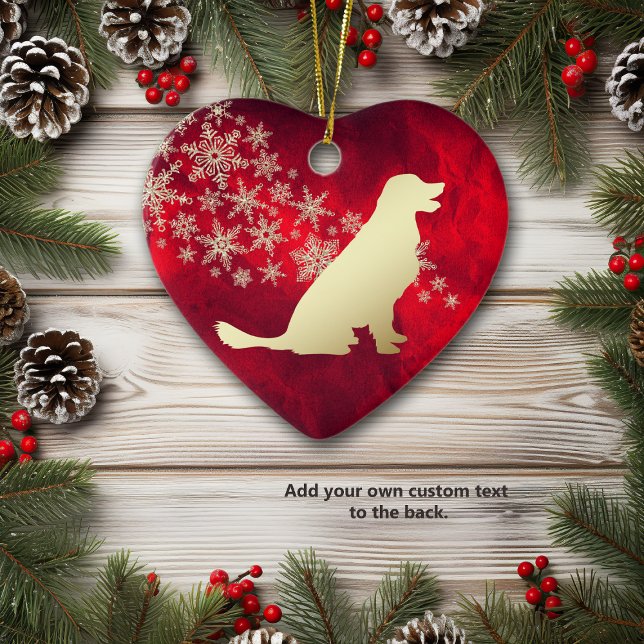 Red Gold Snowflake Golden Retriever Ceramic Tree Decoration (Creator Uploaded)