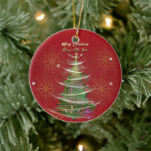 Red & Gold Snowflake Holiday ceramic ornament 