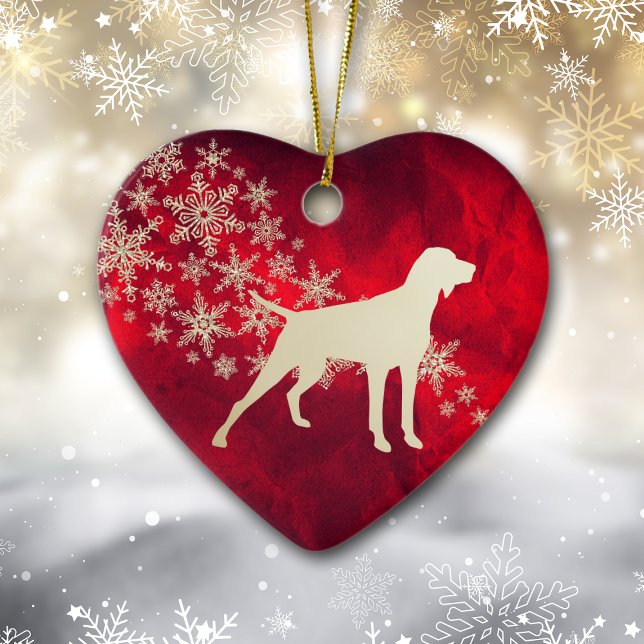 Red Gold Snowflake Pointer Dog Ceramic Tree Decoration (Creator Uploaded)