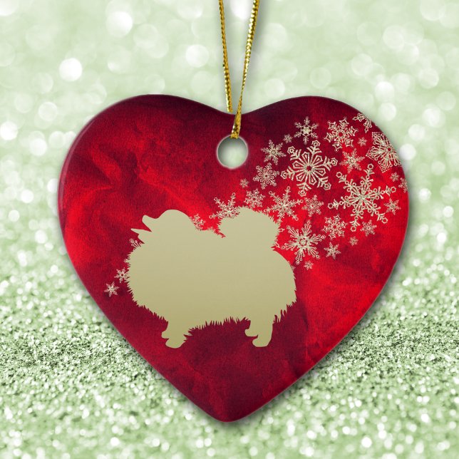 Red Gold Snowflake Pomeranian Ceramic Tree Decoration (Creator Uploaded)