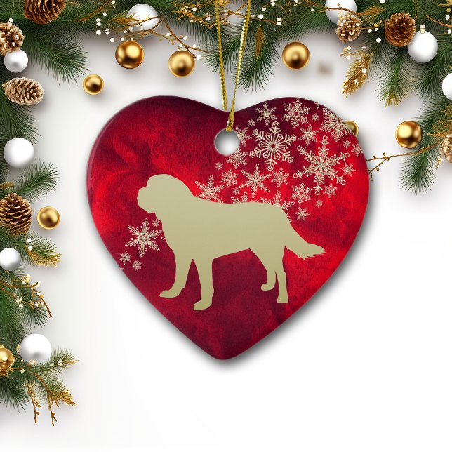 Red Gold Snowflake St Bernard Ceramic Tree Decoration (Creator Uploaded)