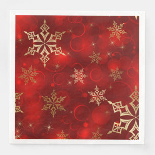 Red & Gold Snowflakes Christmas Holiday Napkins