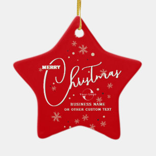 Red Gold Star Business logo Company Christmas Ceramic Tree Decoration