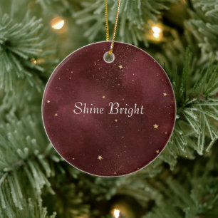 Red Gold Stars Christmas Ceramic Tree Decoration