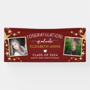 Red & Gold Stars Photo Congratulations Graduate Banner