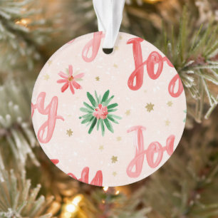 Red Gold Stars Pink White Believe Christmas Ornament