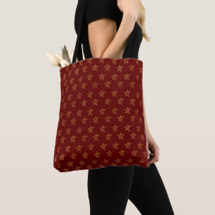 Red Gold Stars Shine Bright  Tote Bag
