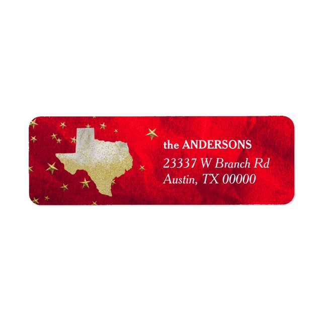 Red Gold Stars Texas Return Address (Front)