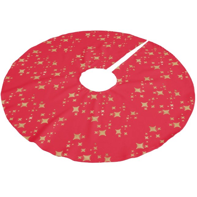 Red Gold Stars Tree Skirt (Angled)