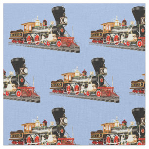 Red Gold Stream Engine on blue Fabric