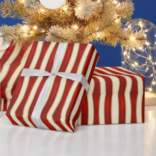 Red Gold Stripe Pattern – Modern Christmas Wrapping Paper