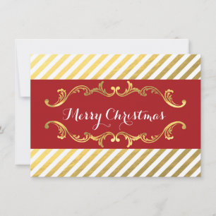 Red & Gold Striped Christmas Holiday Card