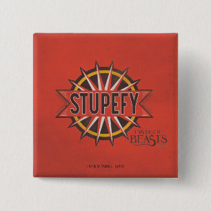 Red & Gold Stupefy Spell Graphic 15 Cm Square Badge