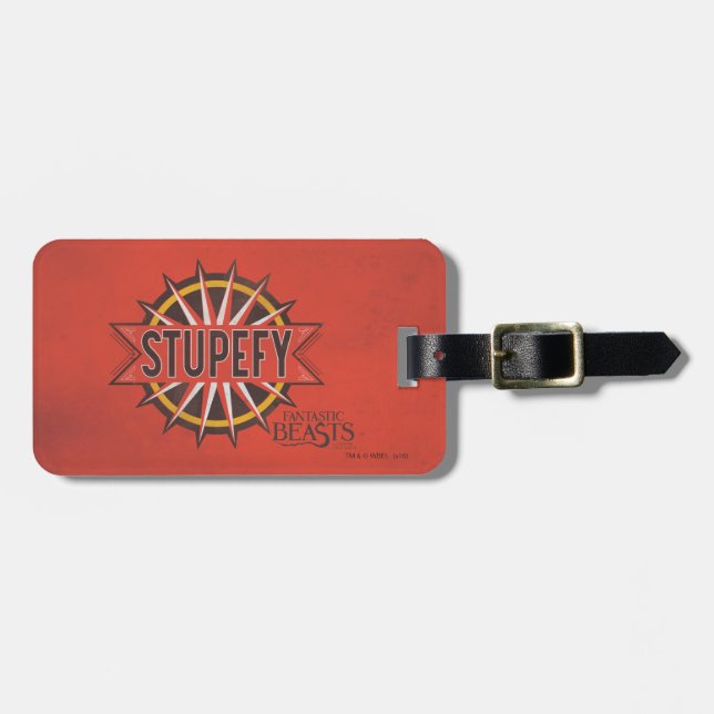 Red & Gold Stupefy Spell Graphic Luggage Tag (Front Horizontal)