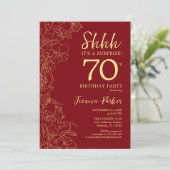 Red Gold Surprise 70th Birthday Invitation (Standing Front)