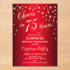 Red Gold Surprise 75th Birthday Party