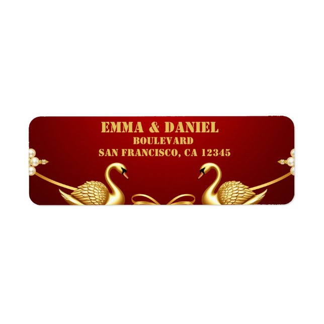 Red Gold Swan Wedding Couple Decor 💍 (Front)