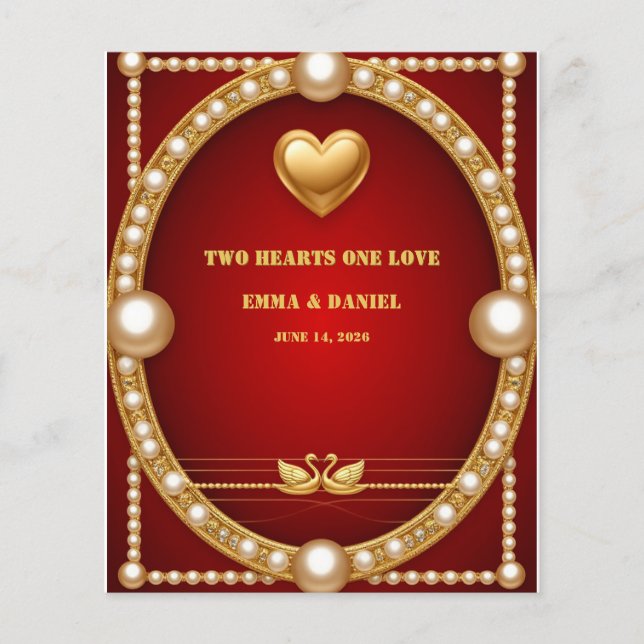 Red Gold Swan Wedding Couple Decor 💍 Flyer (Front)