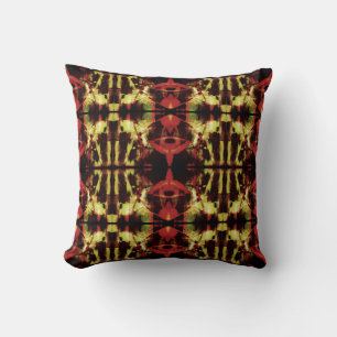 Red Gold Tan Brown Stained Glass Large Mosaics Cushion