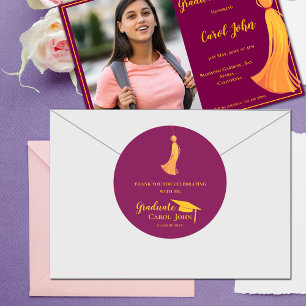 Red Gold Tassel 2026 Graduation Thank you Classic Round Sticker