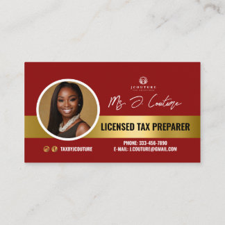 Red & Gold Tax Preparer Accounting Business Card