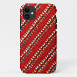 Red & Gold Thin Diagonal Stripe Fabric Texture Case-Mate iPhone Case