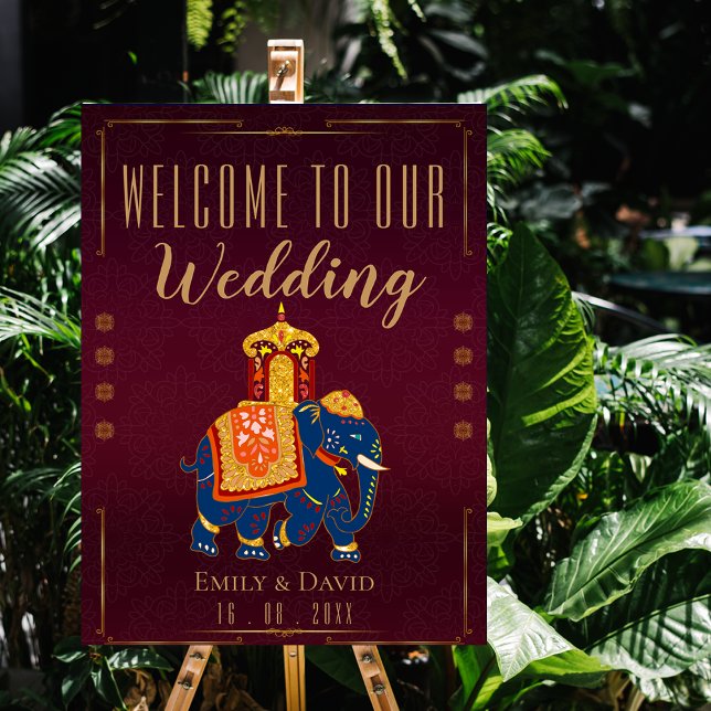 Red Gold Traditional Indian Wedding Welcome Poster (Red Gold Traditional Indian Wedding Welcome Poster)