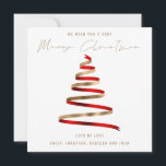 Red Gold Tree 2025 Calendar Merry Christmas Card<br><div class="desc">Red Gold Tree Tree 2025 Calendar Merry Christmas  is in a stylish set handwritten style script. With a handy 2025 calendar on the back for your recipients and Happy New Year greeting.</div>