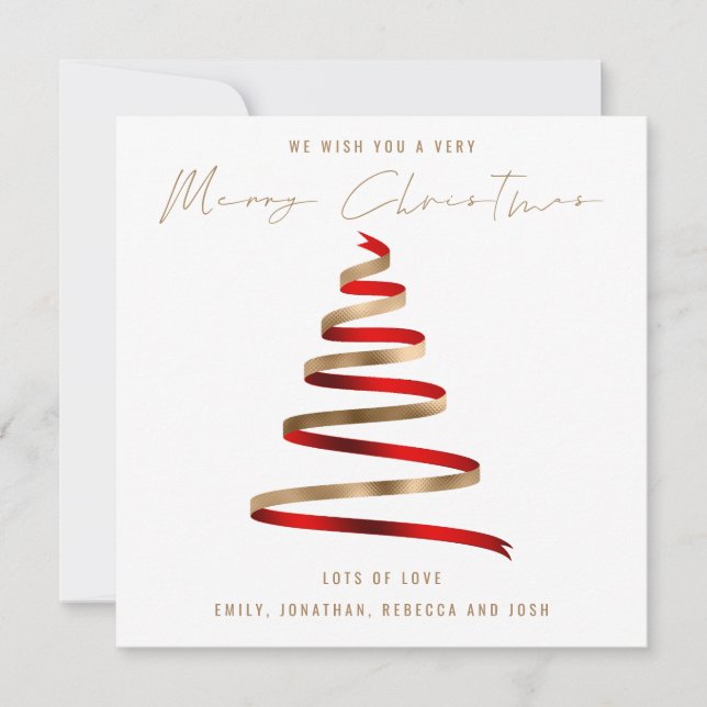 Red Gold Tree 2026 Calendar Merry Christmas Card (Front)