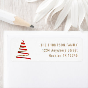 Red Gold Tree Name Return Address Christmas