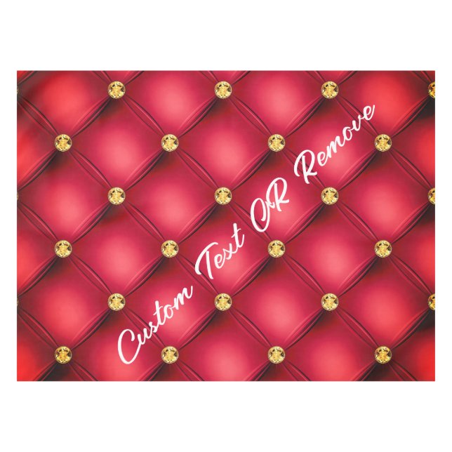 Red Gold Tufted Tablecloth Personalised Text (Front (Horizontal))