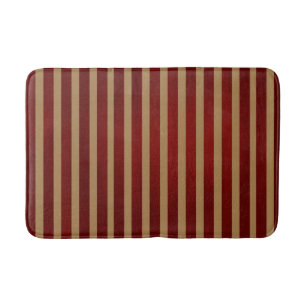Red & Gold Vertical Stripes Striped Pattern Bath Mat