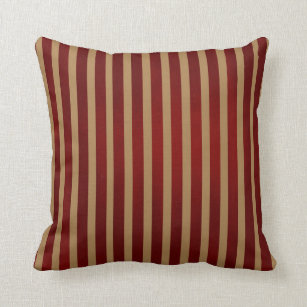Red & Gold Vertical Stripes Striped Pattern Cushion