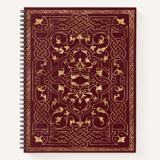 Red Gold Vintage Ornate Gold Notebook
