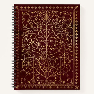 Red Gold Vintage Ornate Gold Notebook