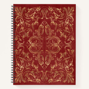 Red Gold Vintage Ornate Gold Notebook