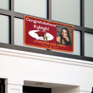 Red & Gold Vinyl Graduation Photo Banner