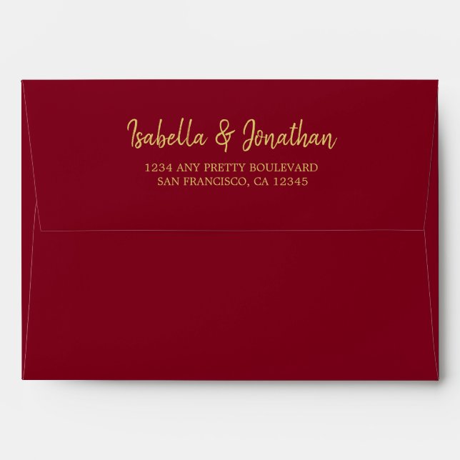 red gold wedding envelope (Back (Top Flap))