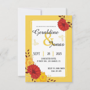Red Gold Wedding Invitation Template