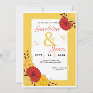Red Gold Wedding Invitation Template
