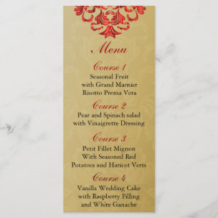 red gold Wedding menu