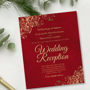 Red & Gold Wedding Reception BUDGET Invitation